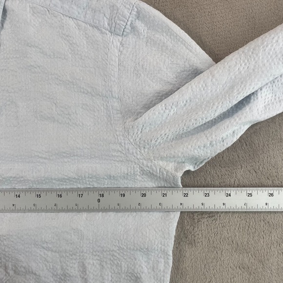 Ermenegildo Zegna Shirt Men Medium Light Blue Textured Long Sleeve Designer $249 - Picture 5 of 9